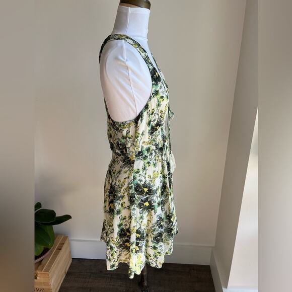 FREE PEOPLE WASHED ASHORE FLORAL PRINT DRESS IVORY GREEN SIZE MEDIUM - Picture 4 of 8